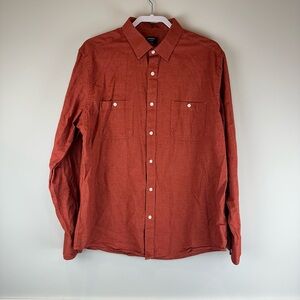 Untuckit Orange Slim Fit 100% Cotton Flannel Hemsworth Button Up Shirt Size XL